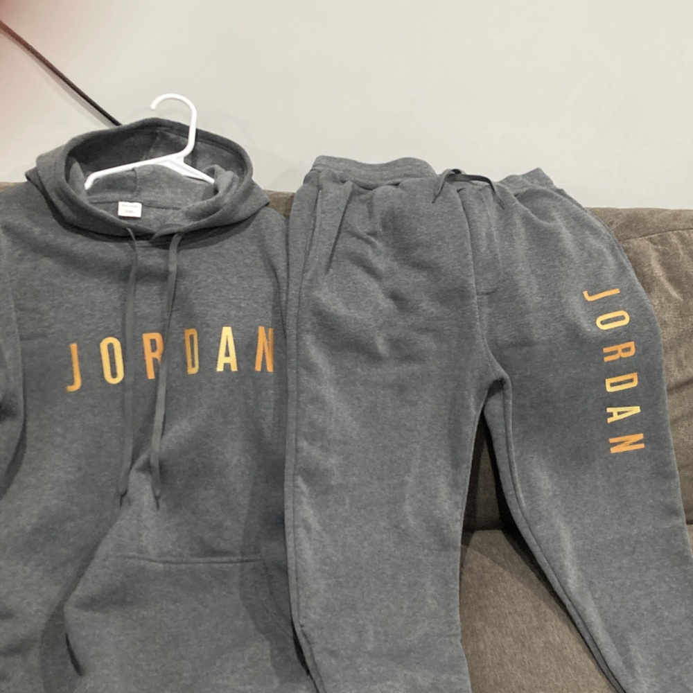 Jordan Charcoal Tracksuit with Gold Accents